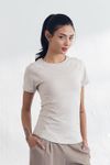 Cielcoco CLWT8100 Askin Fresh Short Sleeve Women Cooling Slim Fit Activewear Workout Top T-Shirt _ Cream Beige _ Made In Korea